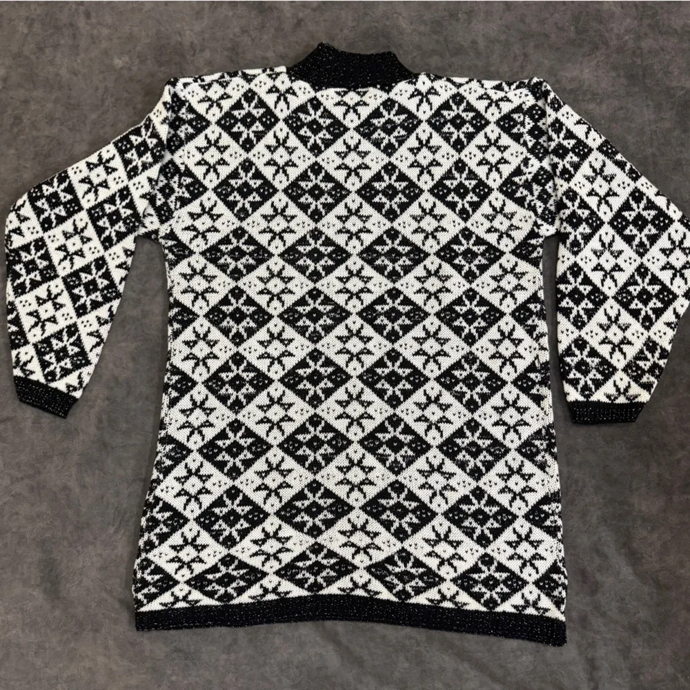 Vintage Women AMERICAN PRIDE Made in USA Geometric Metallic Black Sweater Large